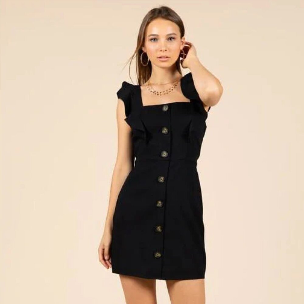 Black Mini Dress with Ruffles